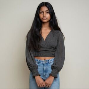 Abercrombie & Fitch Black Polka Dot Chiffon Blouse​